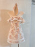 Women Ruffle Off-Shoulder Lace Border Floral Mini Dress with Cute Hairband